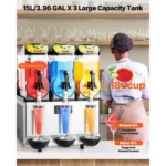 VEVOR Commercial Frozen Drink Maker, 15Lx3 Triple Tank Slushy Machine, 180 Cups Stainless Steel Margarita Smoothie Frozen Drink Machine, Slushie Maker for Home Party Restaurants Cafe Bars - Image 2